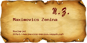 Maximovics Zenina névjegykártya